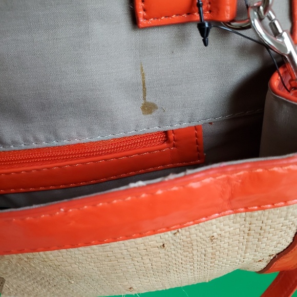 Straw Envelope Clutch w/Orange Trim - Picture 7 of 8